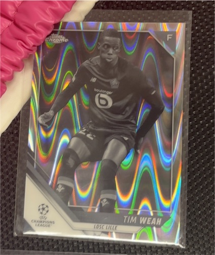 2021-22 Topps Chrome UEFA Champions League #189 Tim Weah Black & White Ray Wave Refractor — front