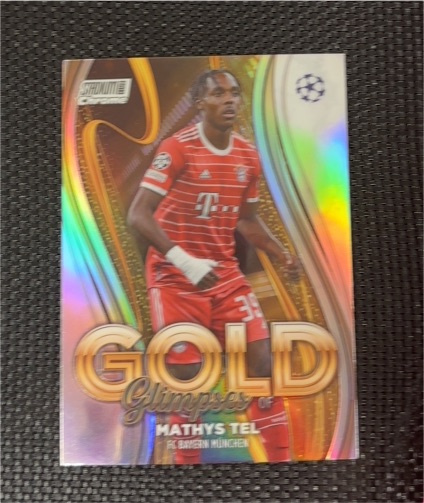 2022-23 Topps Stadium Club Chrome UEFA Glimpses of Gold #GG-MT Mathys Tel — front
