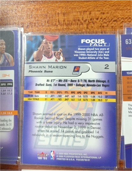 2000 Fleer Focus #2 Shawn Marion — front