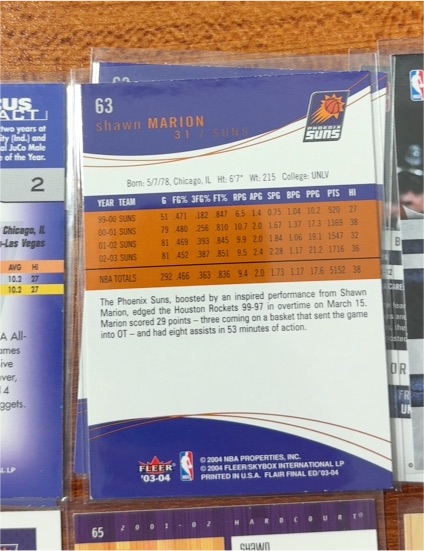 2003-04 Fleer #63 Shawn Marion — front