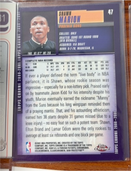 2001 Topps Chrome #47 Shawn Marion — front