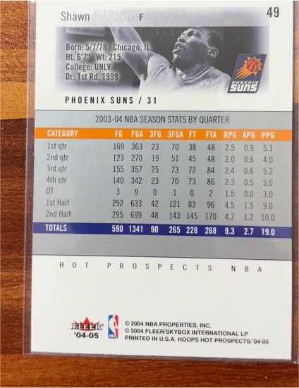 2004-05 Fleer Hoops Hot Prospects #49 Shawn Marion — front