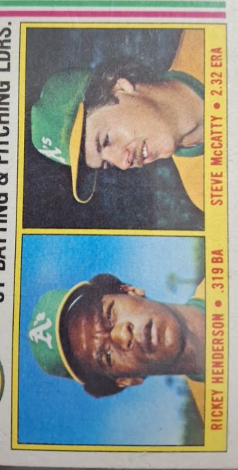 1982 Topps #156 Rickey Henderson / Steve McCatty Oakland Athletics — front
