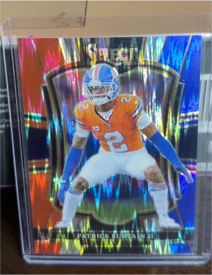 2025 Panini Select #111 Patrick Surtain II Red and Blue Shock — front