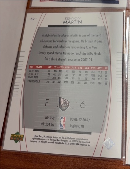 2002-03 Upper Deck Ovation #52 Kenyon Martin — front