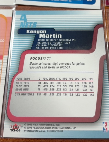 2003-04 Fleer Focus #4 Kenyon Martin — front
