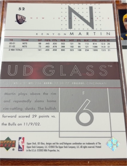 2002-03 Upper Deck Glass #52 Kenyon Martin — front