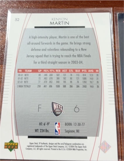 2002-03 Upper Deck Ovation #52 Kenyon Martin — front