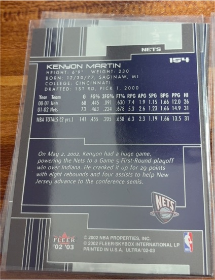 2002-03 Fleer Ultra #154 Kenyon Martin — front