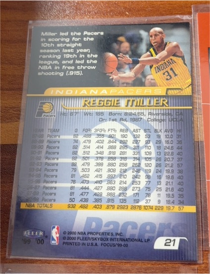 1999 Fleer #21 Reggie Miller — front