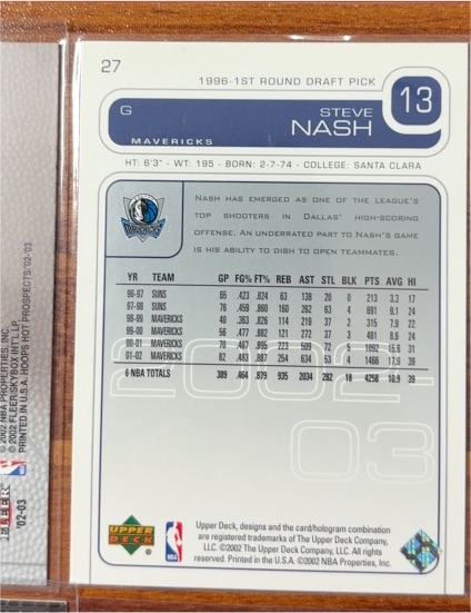 2002 Upper Deck Hardwood Prospects #27 Steve Nash — front