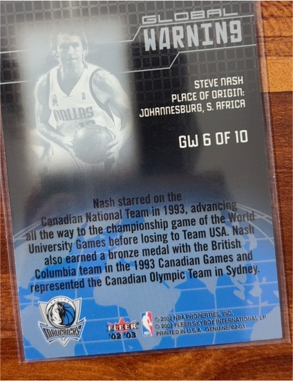 2002-03 Fleer Genuine Global Warning #GW 6 Steve Nash — front