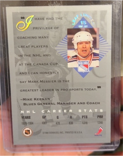 1994 Donruss #15 Mark Messier — front