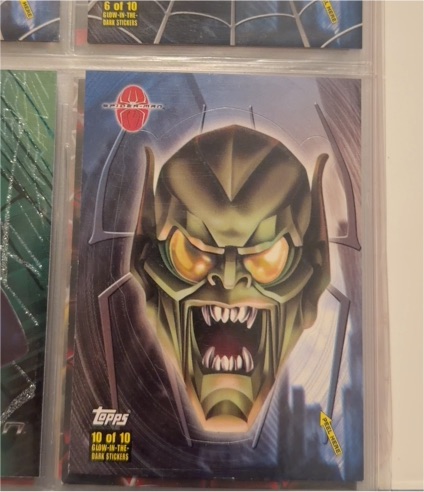 2002 Topps Spider-Man Movie Glow-in-the-Dark Sticker #10 Green Goblin — front