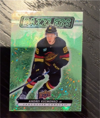 2023-24 Upper Deck Series 1 #DZ-47 Andrei Kuzmenko Green Dazzlers — front