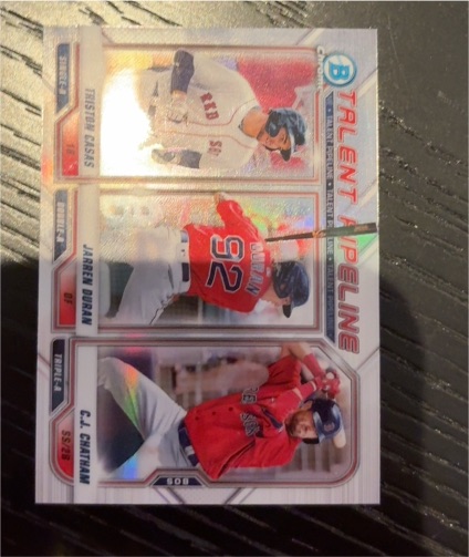 2021 Bowman Chrome #TP-BOS Triston Casas, Jarren Duran, C.J. Chatham Talent Pipeline — front