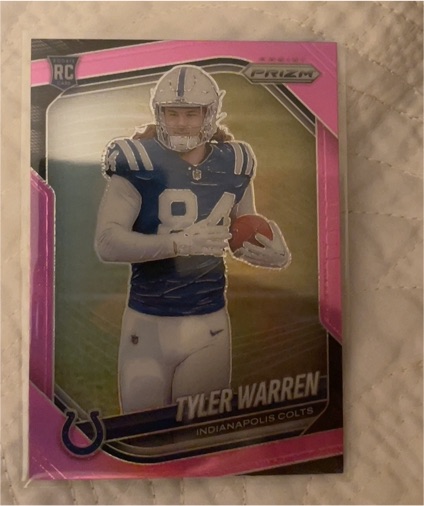 2025 Panini Prizm #339 Tyler Warren Pink Prizm Rookie — front