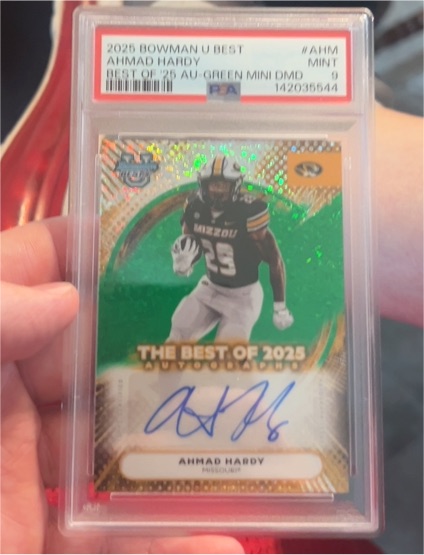2025 Bowman U Best #AHM Ahmad Hardy Best of 2025 Green Mini Diamond Auto — front
