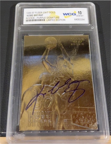1996-97 Fleer 23KT Gold #Rookie Kobe Bryant Purple Signature — front