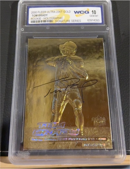 2000 Fleer Ultra 23KT Gold #Tom Brady Rookie Holographic Signature Series — front