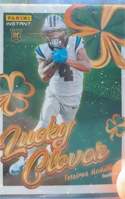 2025 Panini Instant #17 Tetairoa McMillan Lucky Clover — front