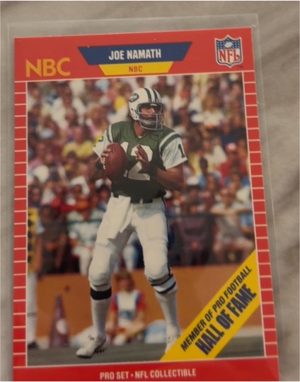 1989 Pro Set Announcer Insert #25 Joe Namath — front