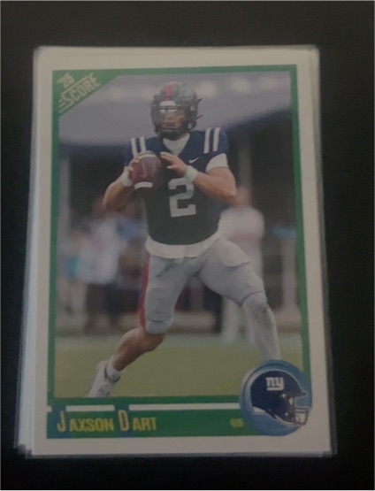 2025 Panini Score #9 Jaxson Dart Anniversary Rookie — front