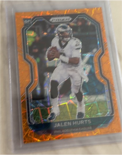 2020 Panini Prizm #343 Jalen Hurts Orange Lazer Prizm Rookie Card — front