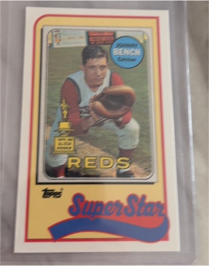 1989 Topps Baseball Talk #14 Johnny Bench — front