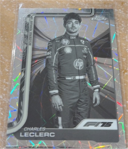 2025 Topps Chrome Formula 1 #3 Charles Leclerc Black & White Lazer Refractor — front