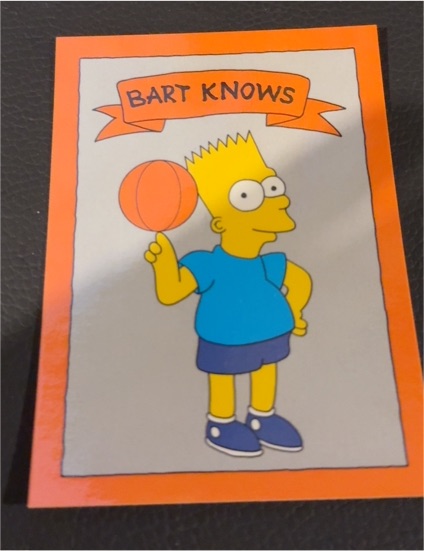 1990 Bart Knows Simpsons Promo Card - Bart Knows Basketball — front