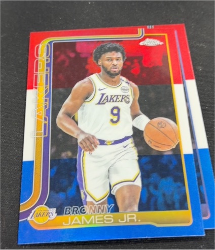 2025-26 Topps Chrome NBA #182 Bronny James RED WHITE BLUE Los Angeles Lakers — front