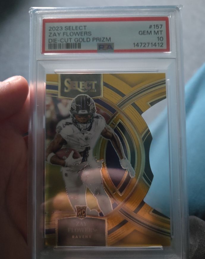 2023 Panini Select #157 Zay Flowers Die-Cut Gold Prizm — front