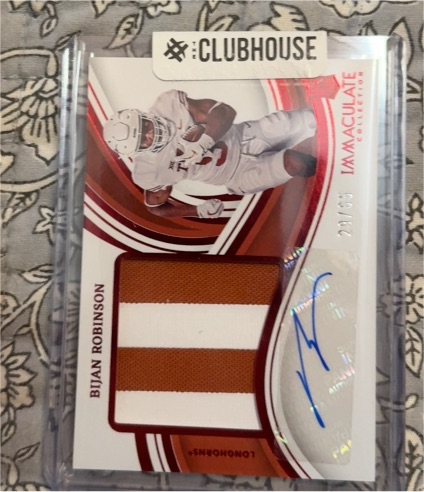 2023 Panini Immaculate Collection #PB-BRO Bijan Robinson RPA RC 3-Color Patch AUTO /65 — front