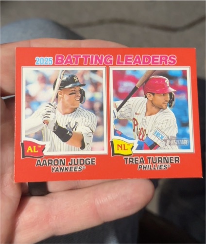 2026 Topps Heritage 2025 Batting Leaders #1 Aaron Judge / Trea Turner — front