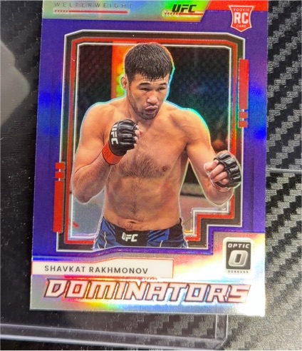 2022 Panini Donruss Optic UFC #25 Shavkat Rakhmonov Dominators Purple Prizm Rookie RC — front