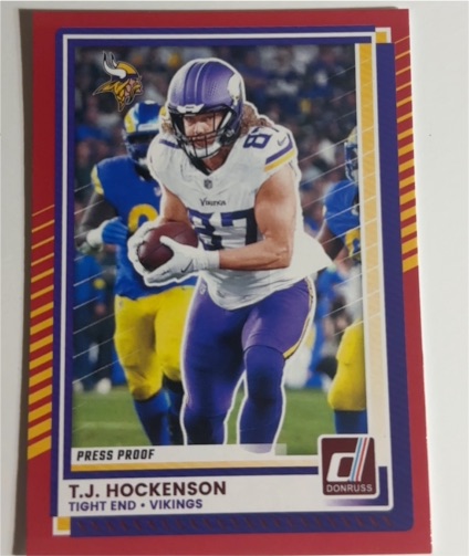 2025 Donruss #215 T.J. Hockenson Press Proof — front