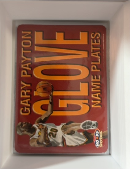 1999-00 Skybox Hoops #4NP Gary Payton Name Plates — front