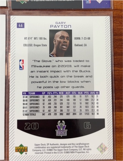 2002 Upper Deck SP Authentic #20 Gary Payton — front
