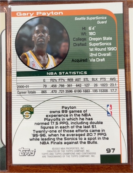 2002 Topps #97 Gary Payton — front