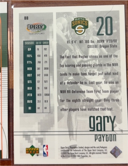 2000 Upper Deck #88 Gary Payton — front