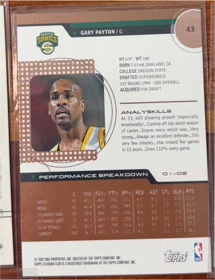 2001-02 Topps #43 Gary Payton — front