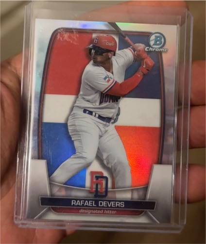 2023 Bowman Chrome #WBC-20 Rafael Devers Dominican Republic Flag — front