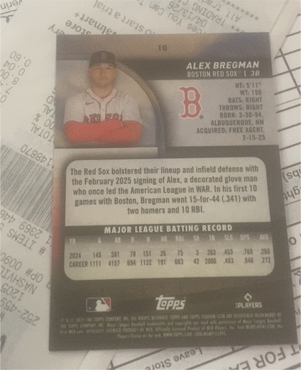 2025 Bowman Chrome #15 Alex Bregman — front