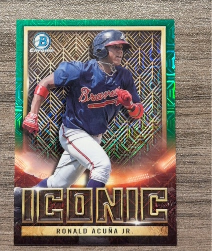 2023 Bowman Chrome #BI-2 Ronald Acuña Jr. Iconic Mojo Refractor — front