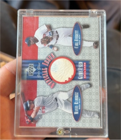 2001 Upper Deck Gold Glove Official Issue #OI-RE Manny Ramirez Carl Everett — front