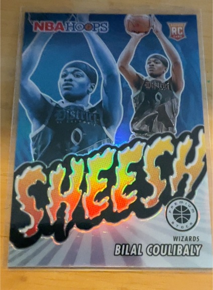 2023-24 Panini NBA Hoops Premium Stock #14 Bilal Coulibaly Sheesh Silver Prizm Rookie Card — front