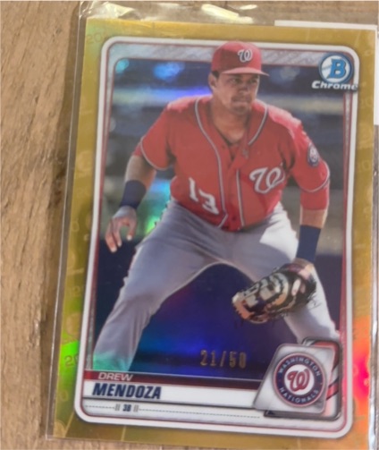 2020 Bowman Chrome Prospects Gold Refractor #BCP-71 Drew Mendoza — front