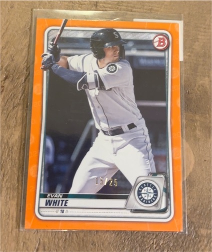 2021 Bowman #89 Evan White Orange Border — front