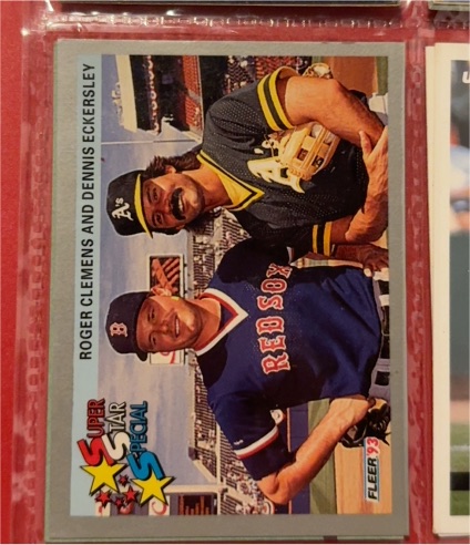 1993 Fleer #717 Roger Clemens and Dennis Eckersley — front